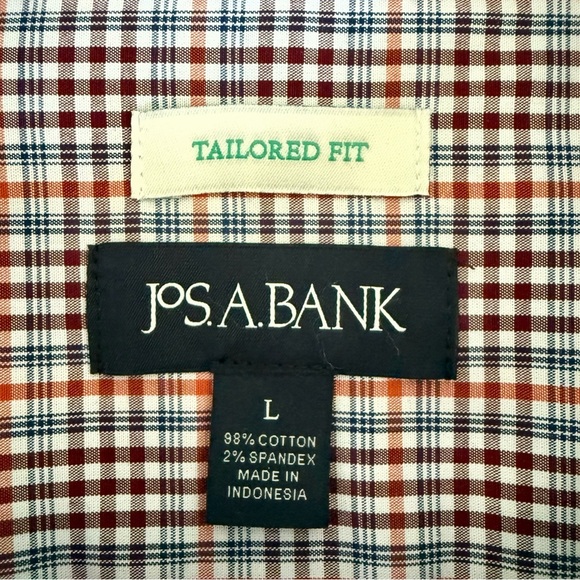 Jos A Bank Tailored Fit Shirt L NWT Cotton Blend Plaid Button-Up - Picture 2 of 5
